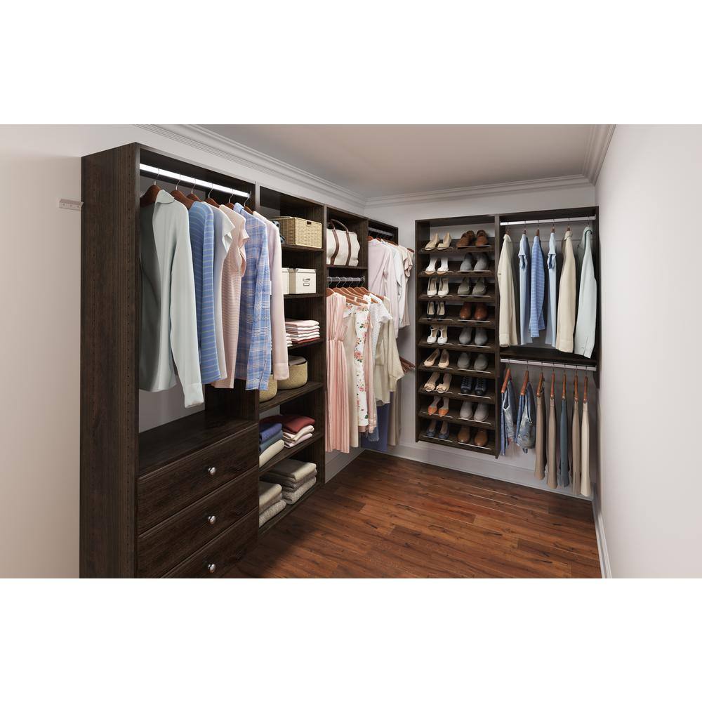Closet Evolution TR28 Essential Shoe 25 in. W Espresso Wood Closet Tower