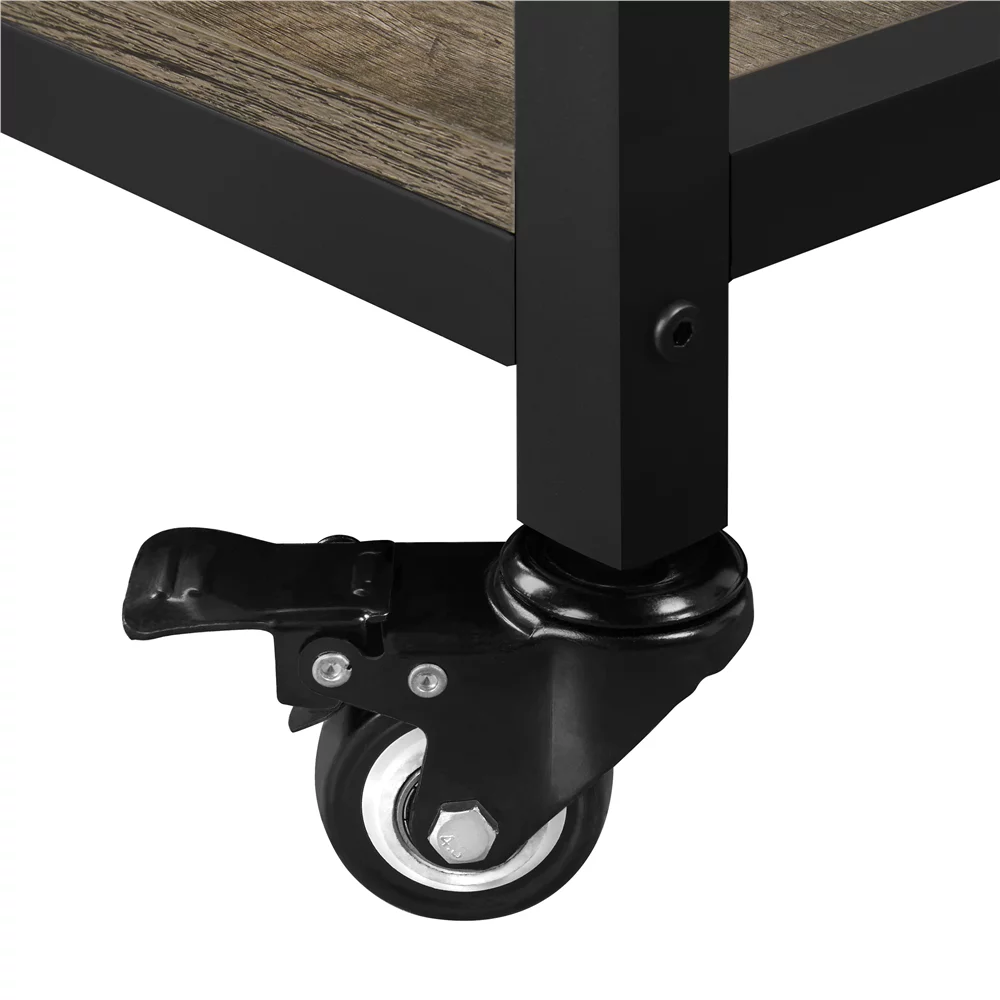 Yaheetech 3-Tier Rolling Kitchen Island on Wheels Microwave Cart Serving Cart with Storage Drawer and Shelves. Taupe Wood