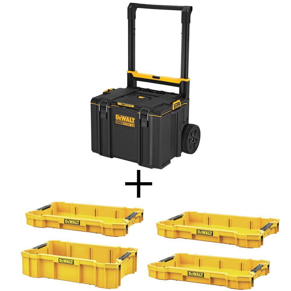 DEWALT DWST08450W10320 TOUGHSYSTEM 2.0 24 in. Mobile Tool Box. (3) TOUGHSYSTEM 2.0 Shallow Tool Trays and TOUGHSYSTEM 2.0 Deep Tool Tray