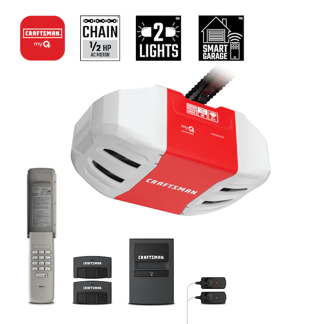 CRAFTSMAN  0.5-HP myQ Smart Chain Drive Garage Door Opener Works with Myq Wi-fi Compatibility