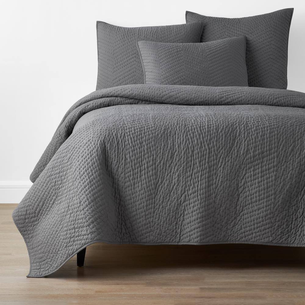 The Company Store  Company Graphite Solid Twin Cotton Quilt - Graphite
