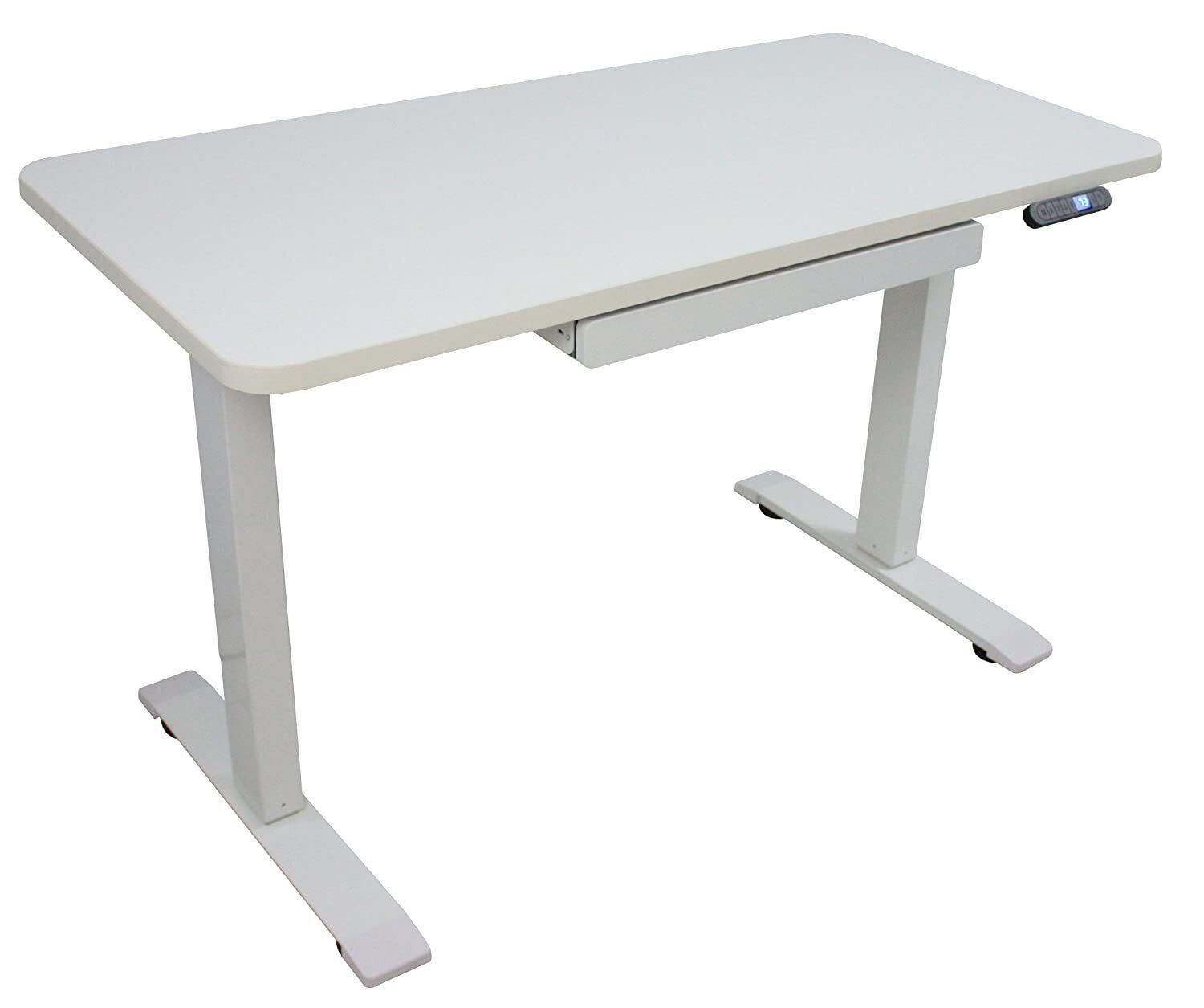 Motionwise 48 in. Rectangular White 1 Drawer Standing Desk with Adjustable Height