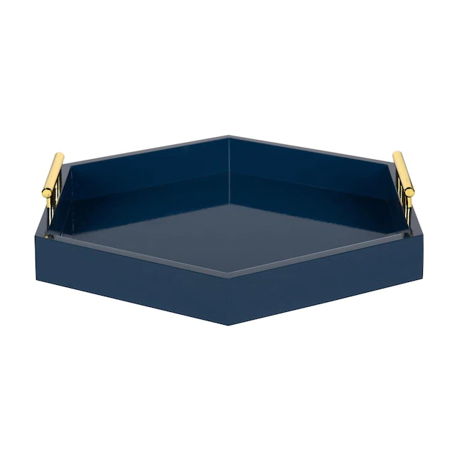 Kate and Laurel  18-in x 18-in Navy Blue Hexagon Decorative Tray