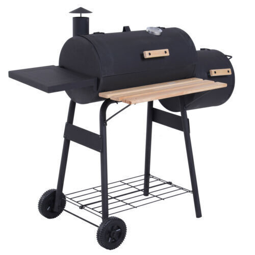 48″ Steel Portable Backyard Charcoal BBQ Grill and Offset Smoker Combo