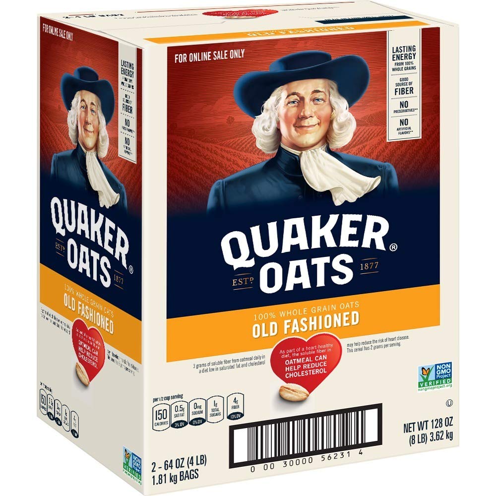 Quaker Old Fashioned Rolled Oats. Old Fashioned. Two 64oz Bags in Box
