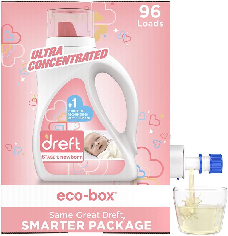 Dreft Baby Liquid Laundry Detergent Soap Eco-Box. Natural. 96 Loads