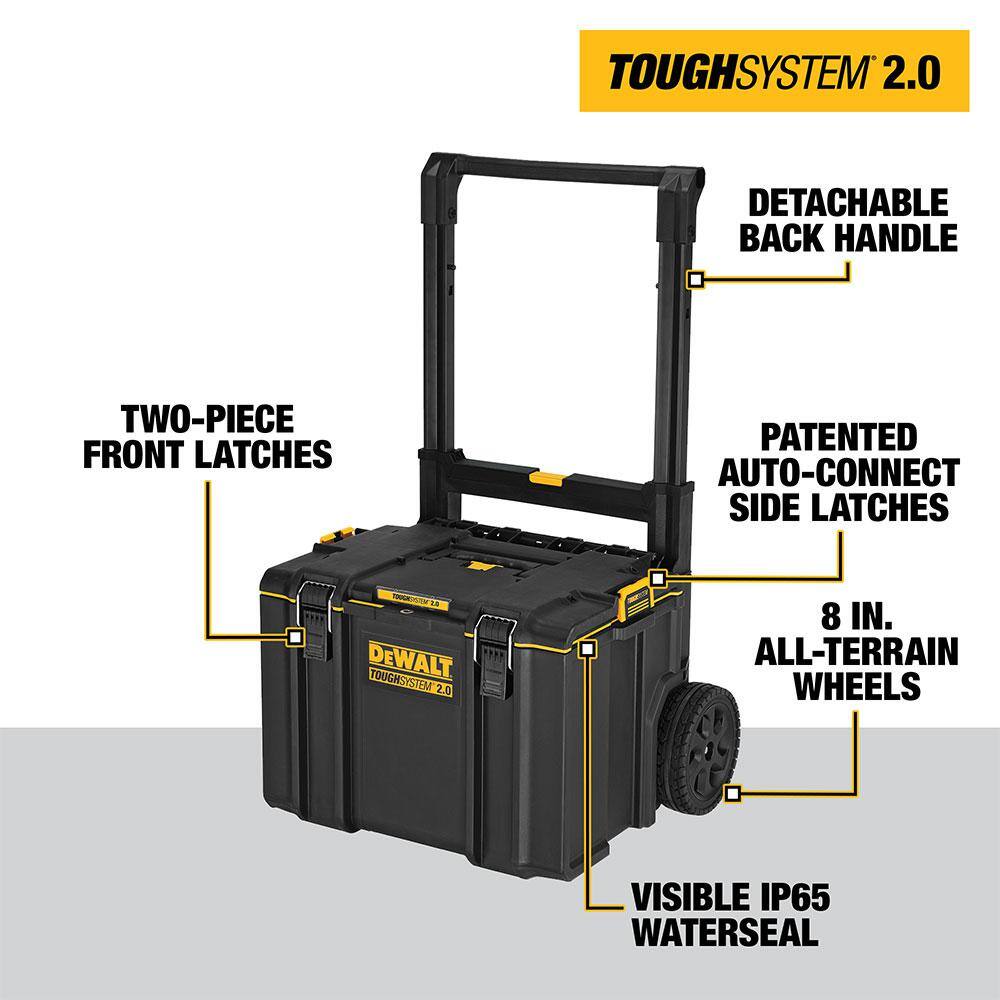 DEWALT DWST08450W10320 TOUGHSYSTEM 2.0 24 in. Mobile Tool Box. (3) TOUGHSYSTEM 2.0 Shallow Tool Trays and TOUGHSYSTEM 2.0 Deep Tool Tray