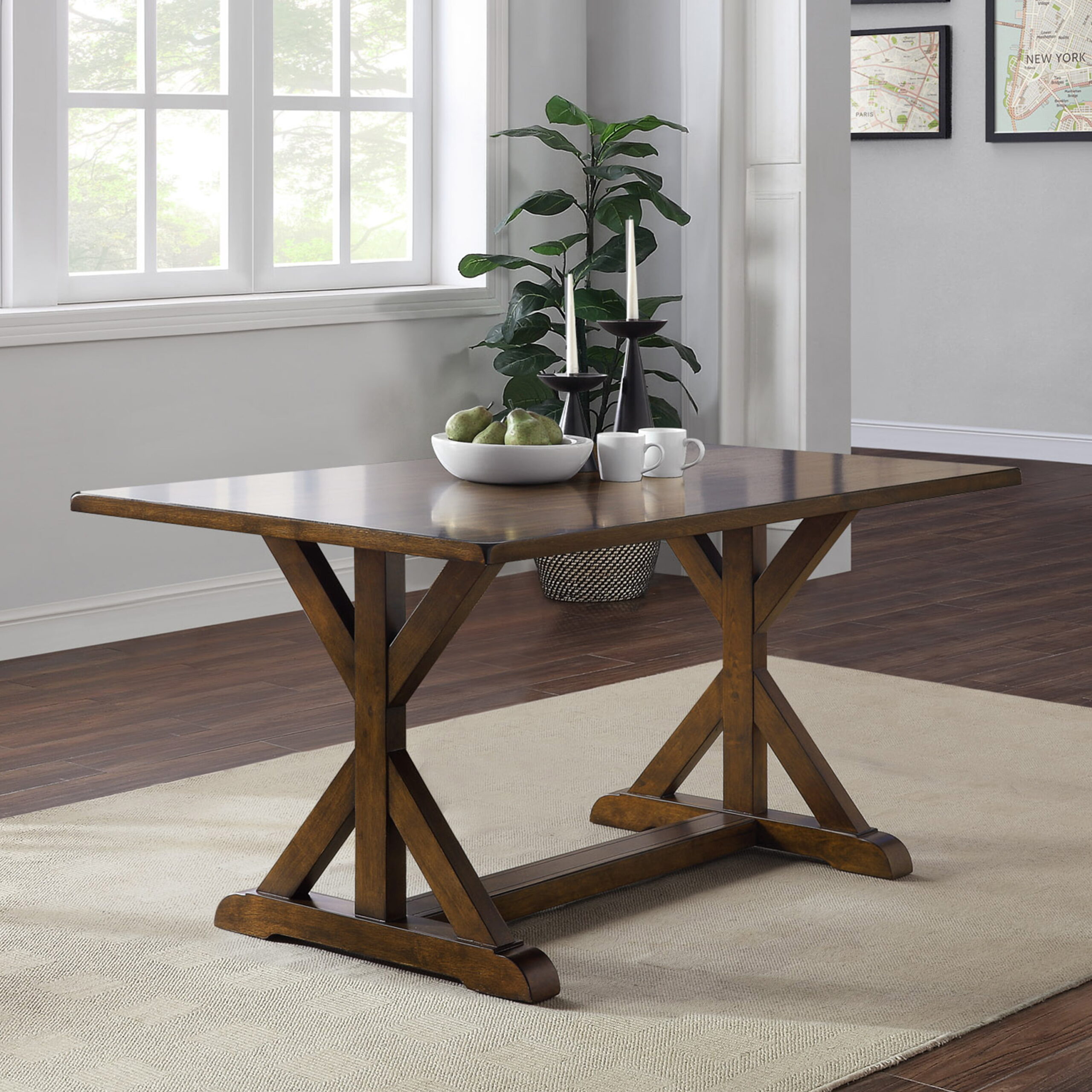 Better Homes & Gardens Granary Modern Farmhouse Dining Table. Dark Brown