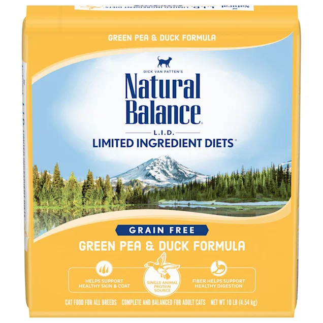 Natural Balance L.I.D. Limited Ingredient Diets Green Pea & Duck Formula Dry Cat Food. 10 lbs.