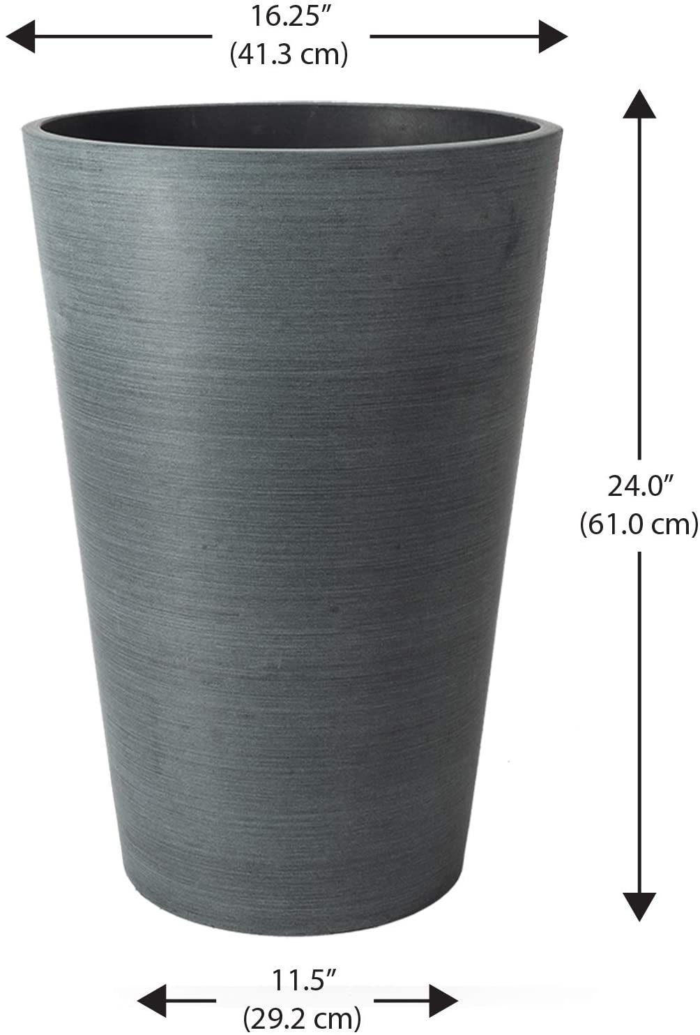 Algreen Valencia Round Outdoor Planter Pot. Charcoal Gray. 16″