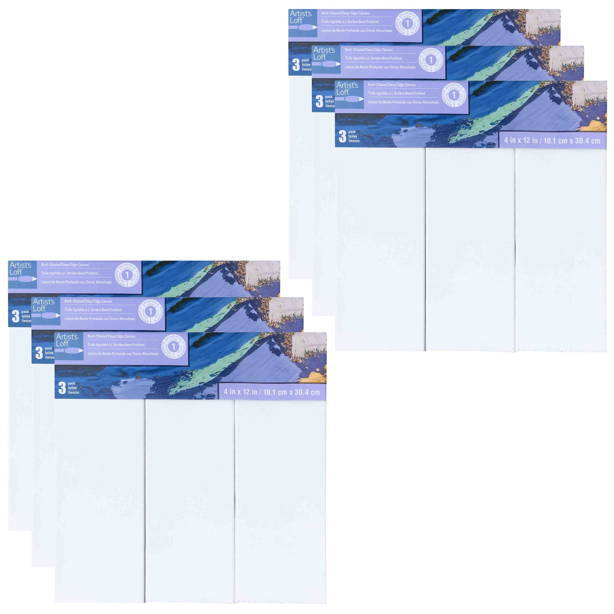 Artist-s Loft 6 Packs: 3 ct. (18 total) Level 1 4″ x 12″ Deco Canvas Pack