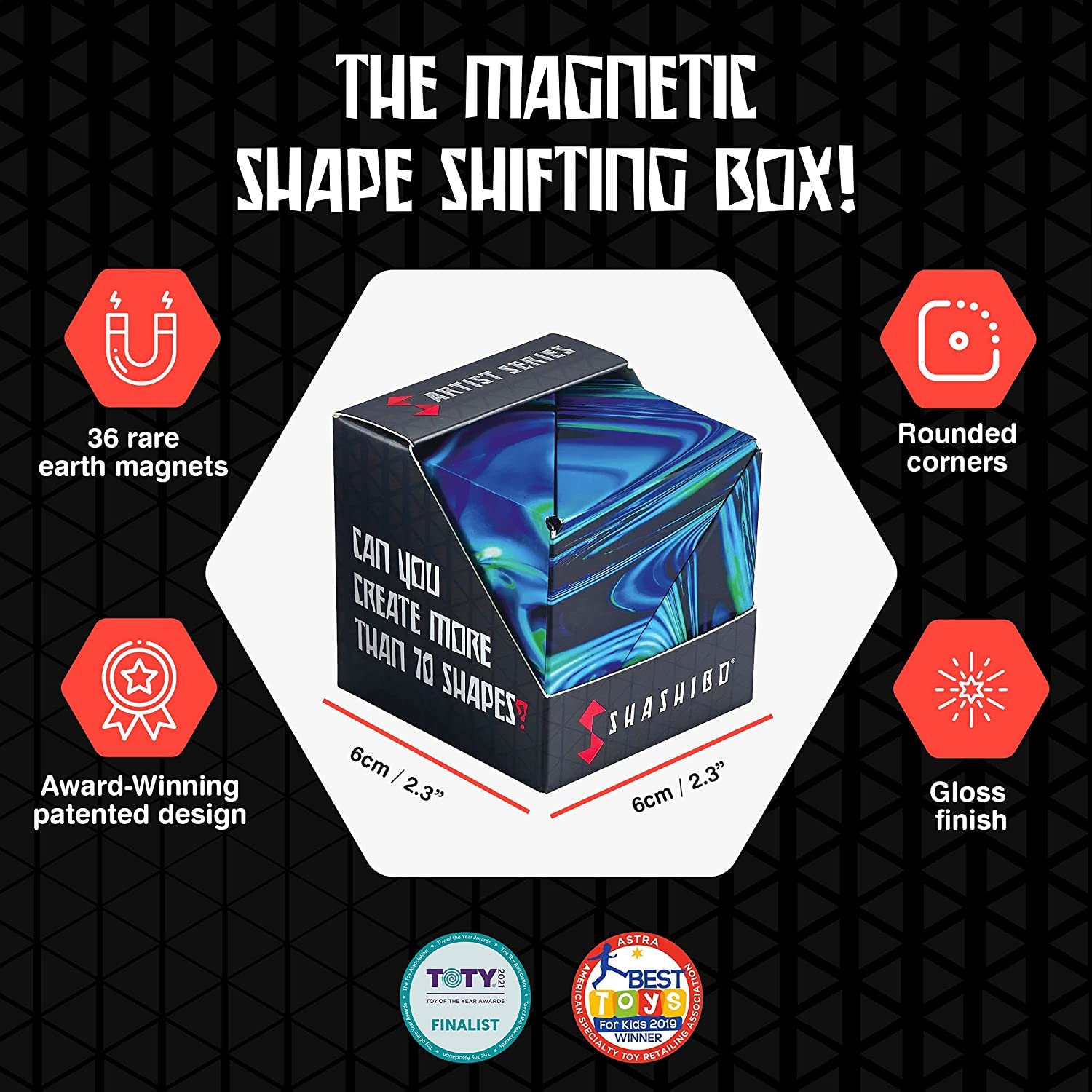 Shashibo Shifting Box. with 36 Rare Earth Magnets - 3D Magic Cube. Mystic Ocean