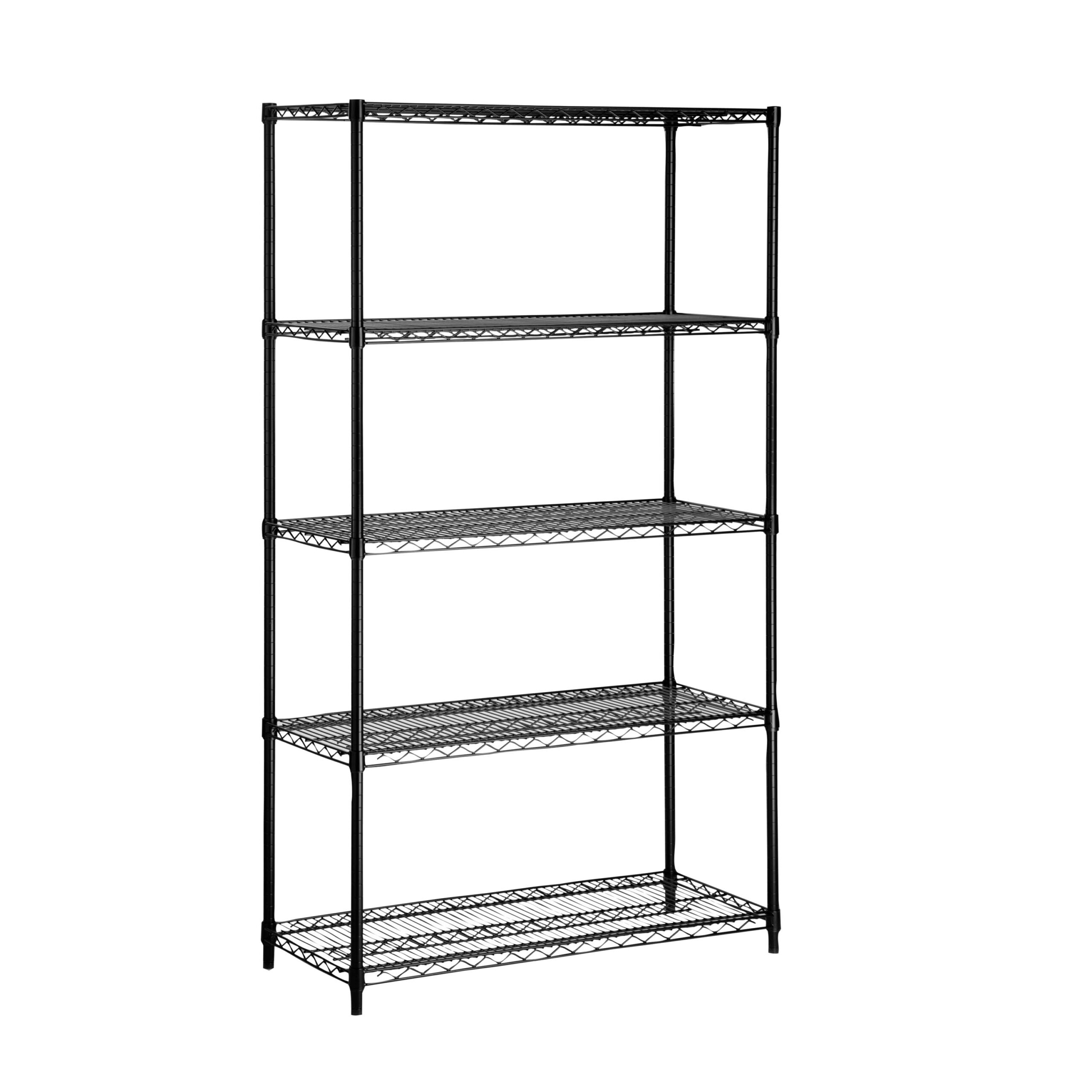 Honey Can Do 5-Tier Heavy-Duty Adjustable Shelving Unit With 350-lb Shelf Capacity. Black