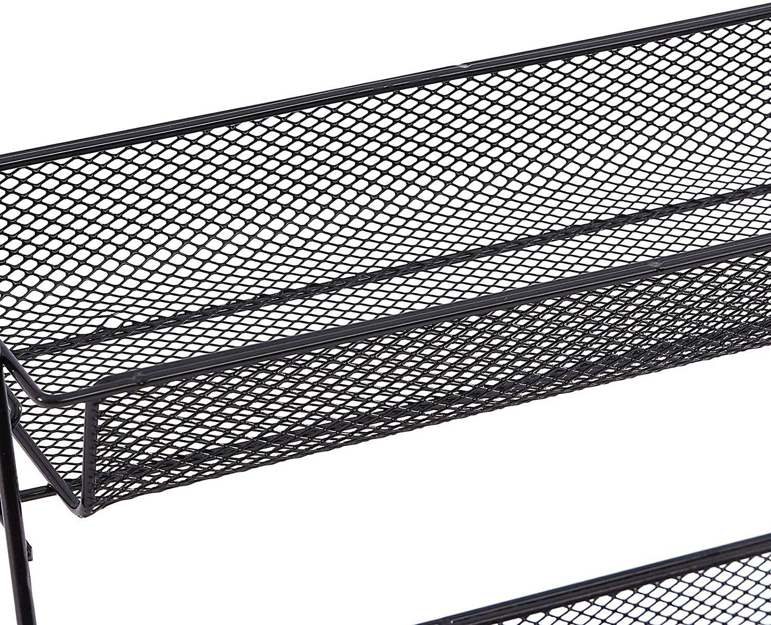 EKNITEY Spice Rack Organizer for Countertop. 2 Tier Bathroom Shelf. Black