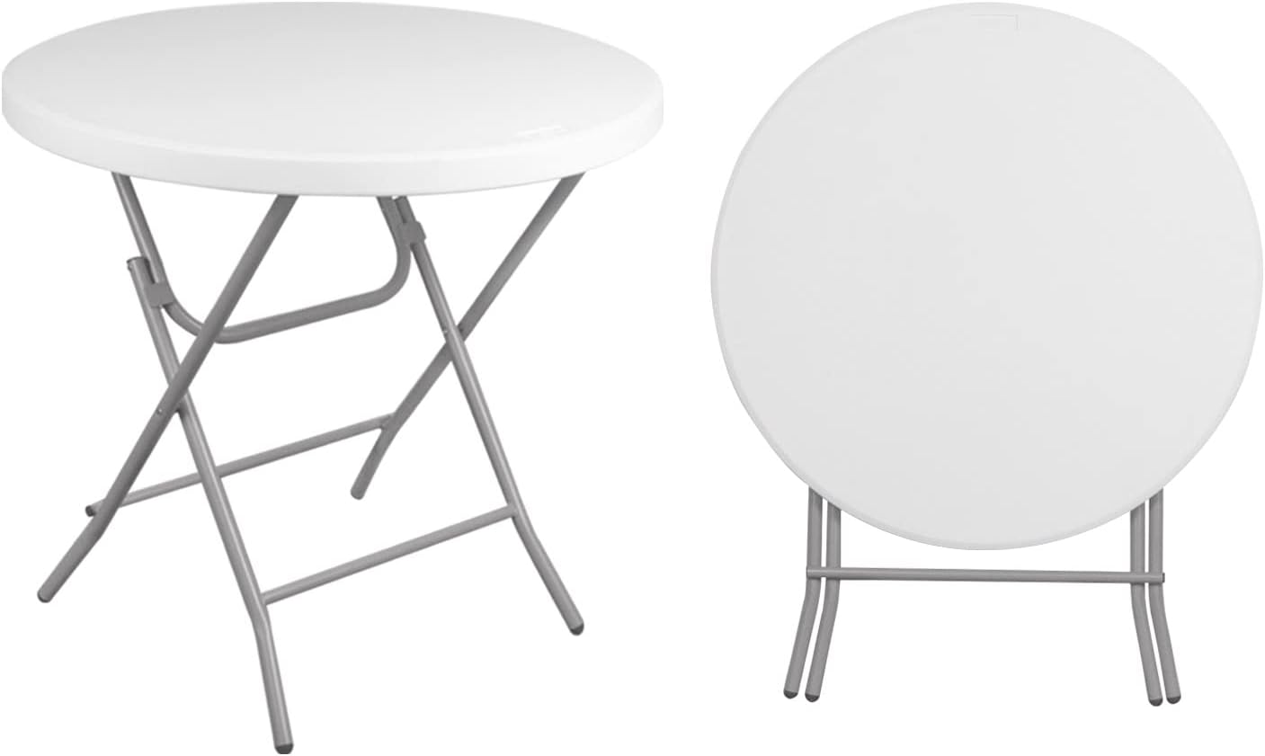 Byliable 32″ Round Folding Table Card Table. Foldable Round Plastic Table Indoor Outdoor. Portable Commercial Banquet Table. Coffee Dining Table for Parties. Patio. Wedding Event. White Granite