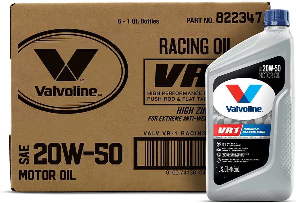 Valvoline VR1 Racing SAE 20W-50 Motor Oil 1 QT. Case of 6