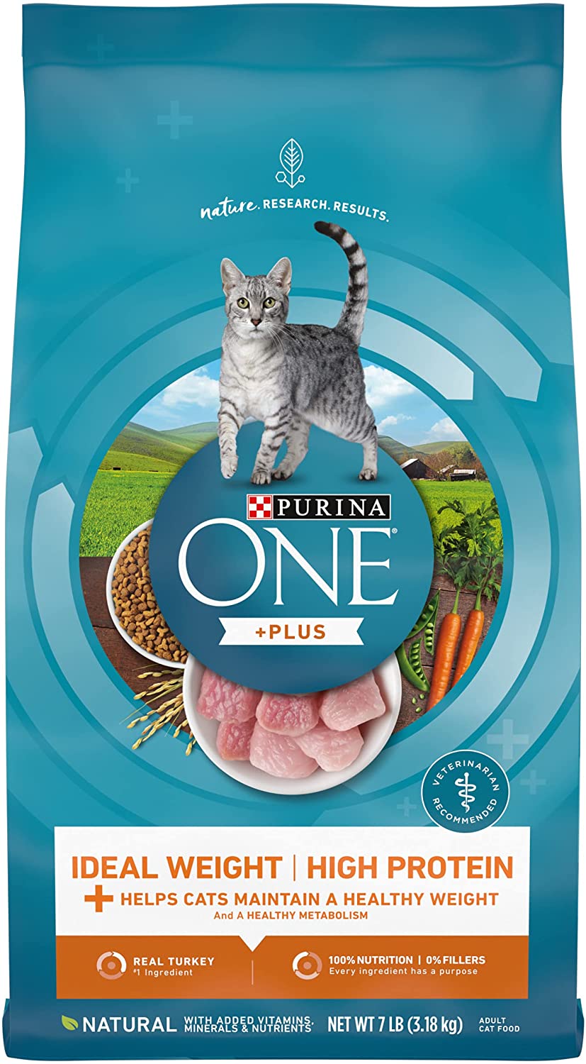 Purina ONE Adult Healthy Metabolism Dry Cat Food and Ideal Weight Wet Cat Food 7 lbs.