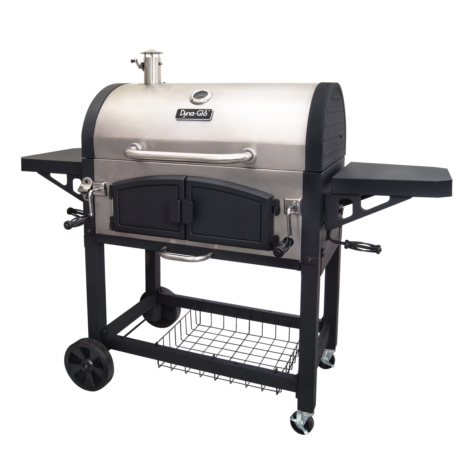 Dyna-Gio 32″ Barrel Charcoal Grill with Side Shelves