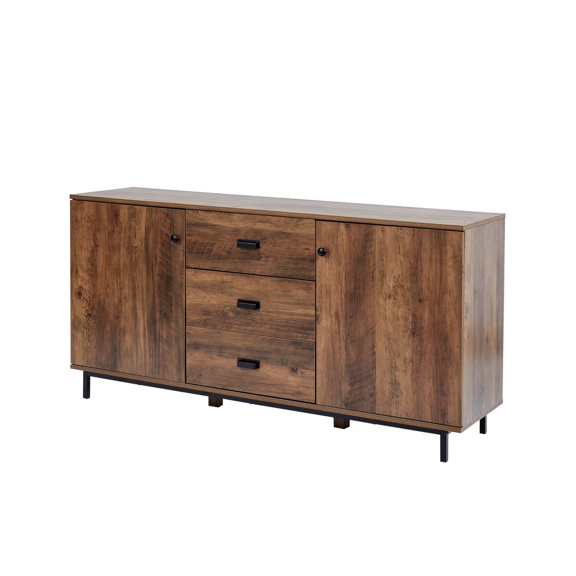 Teamson Home Brooklyn Sideboard with Storage Plus Metal Legs and Handles. Brown