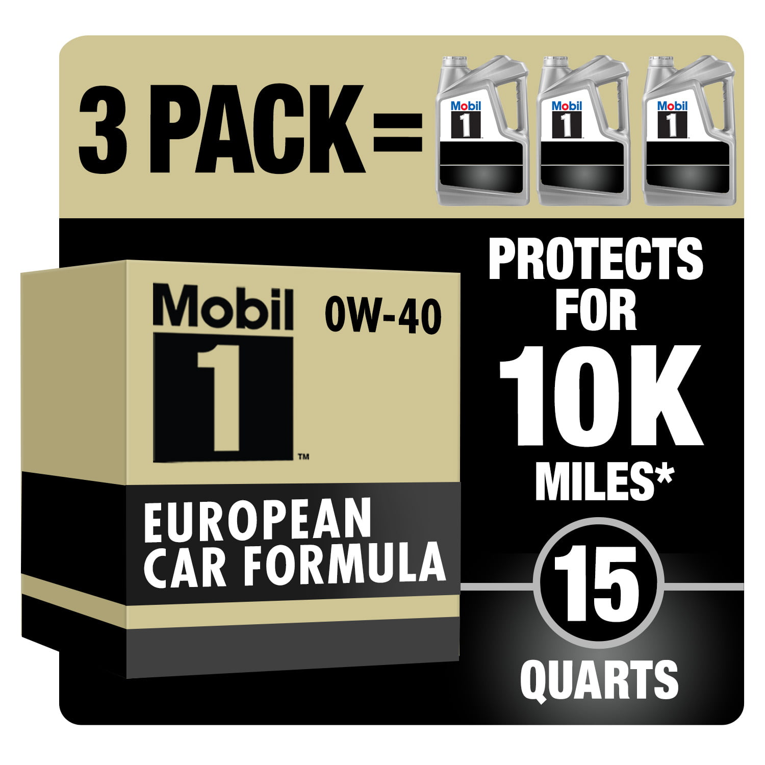Mobil 1 FS European Car Formula Full Synthetic Motor Oil 0W-40. 5 qt (3 Pack)