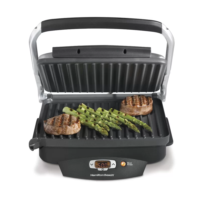 Hamilton Beach 25331 Steak Lover-s 100 sq. in. Black Indoor Grill with Lid