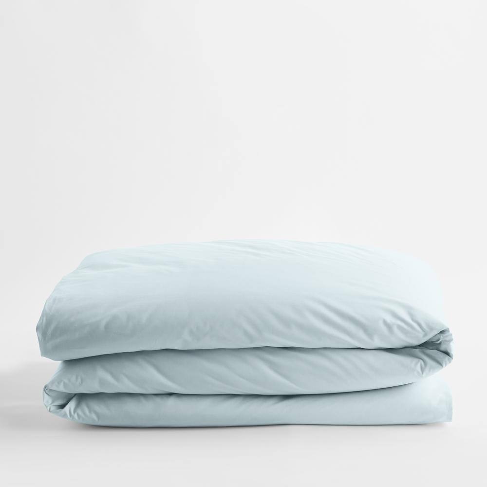 The Company Store  Company Cotton Pale Blue Solid 300-Thread Count Cotton Percale King Duvet Cover - Pale Blue