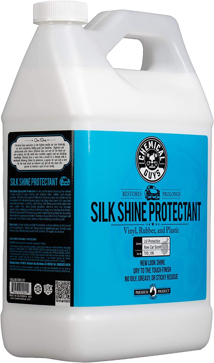 Chemical Guys TVD_109 Silk Shine Sprayable Dry-To-The-Touch Dressing and Protectant for Tires. Trim. Vinyl. Plastic and More. Safe for Cars. Trucks. Motorcycles. RVs & More. 128 fl oz (1 Gallon)