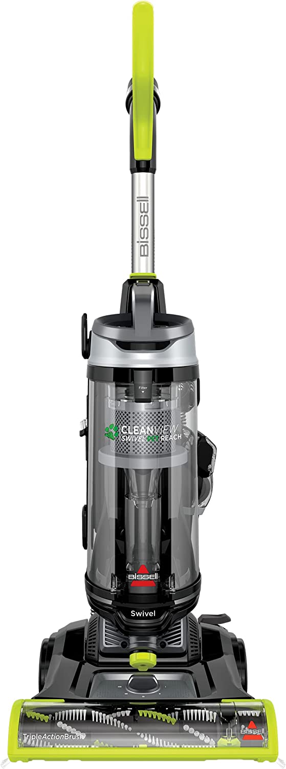 Bissell CleanView Swivel Pet Reach Full-Size Vacuum Cleaner. with Quick Release Wand. & Swivel Steering. 3198A.Silver.electric Green