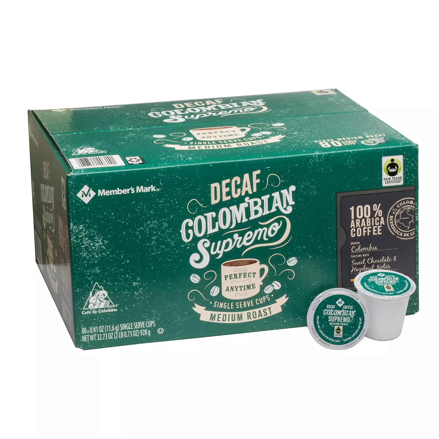 Member-s Mark Decaffeinated Colombian Coffee. Single-Serve Cups (80 ct.)