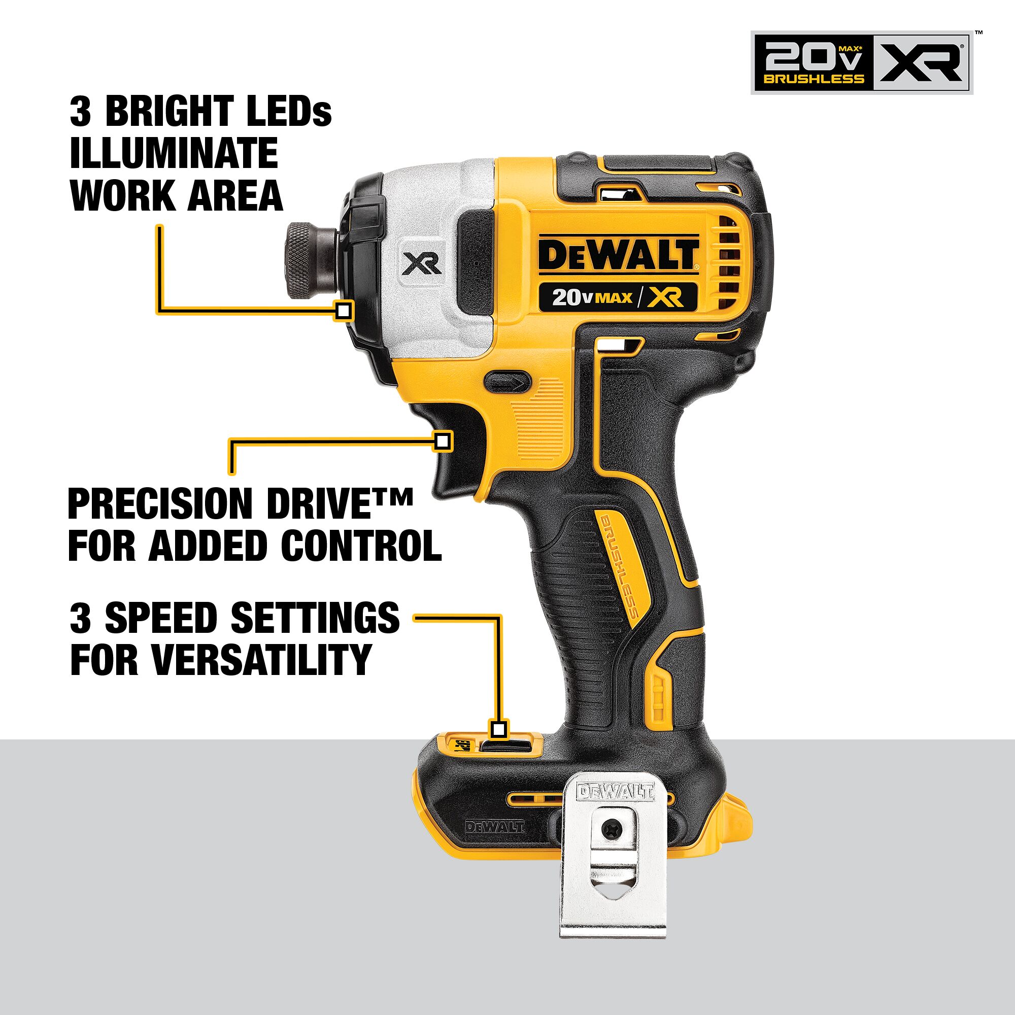 DEWALT XR 20-volt Max 1/4-in Variable Speed Brushless Cordless Impact Driver (2-Batteries Included)