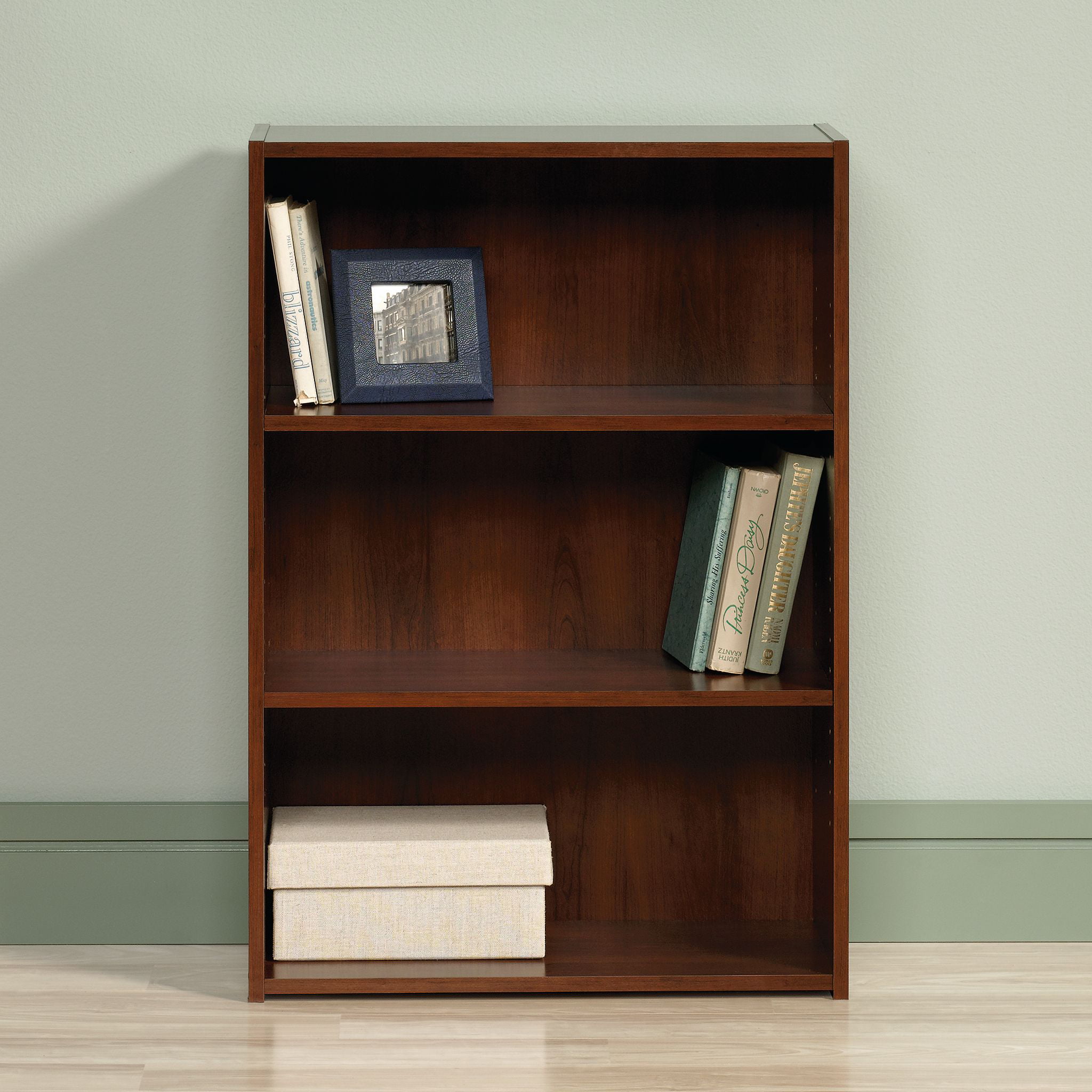 Sauder Beginnings 35″ 3 - Shelf Standard Bookcase. Brook Cherry Finish