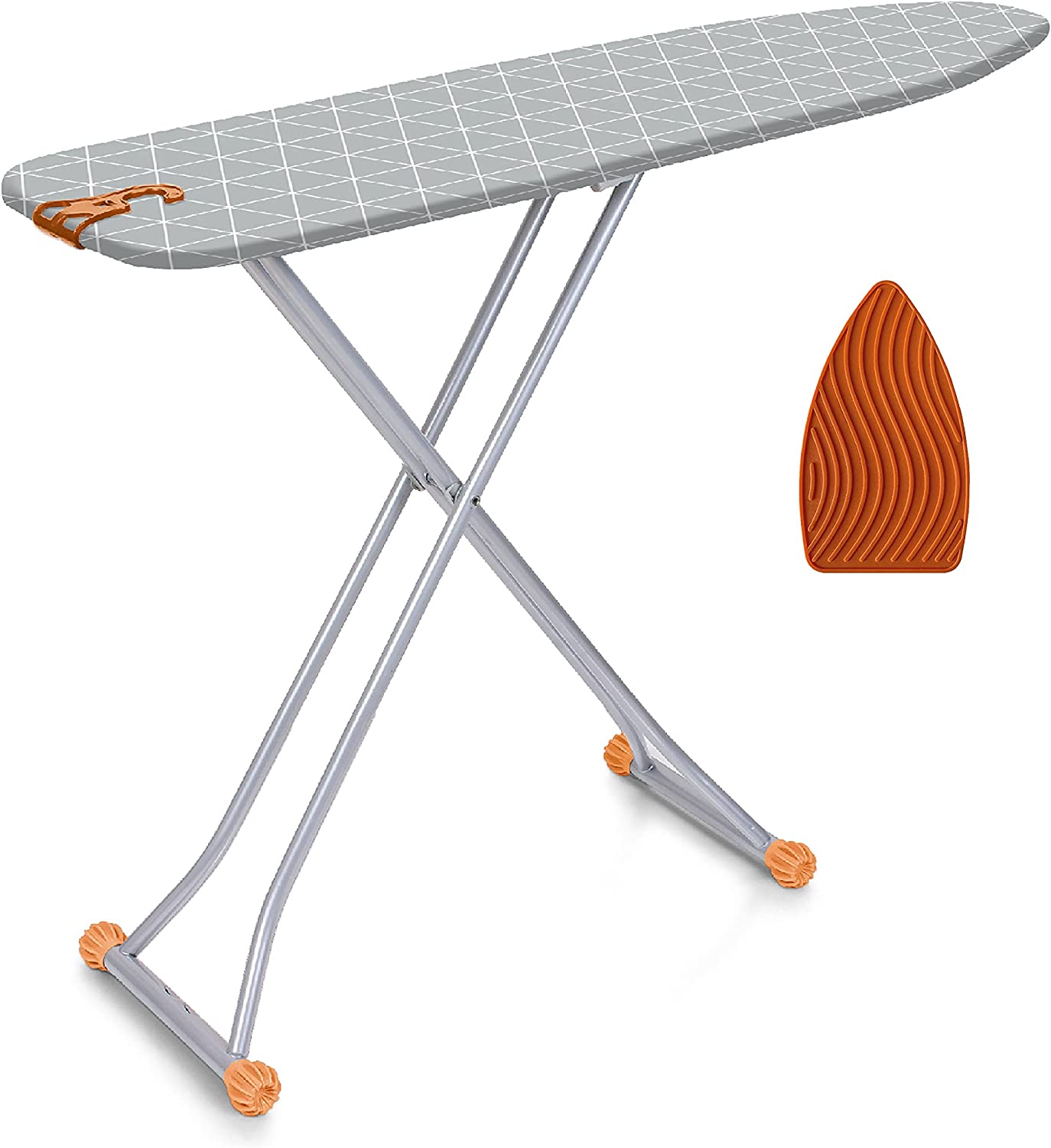 happhom Compact Space Saver Ironing Board with Extra Thick Heavy Duty Padded Cotton Cover. Height Adjustable. Lightweight and Easy Storage with Smart Hanger. Easy Storage and Lightweight Design 13×43