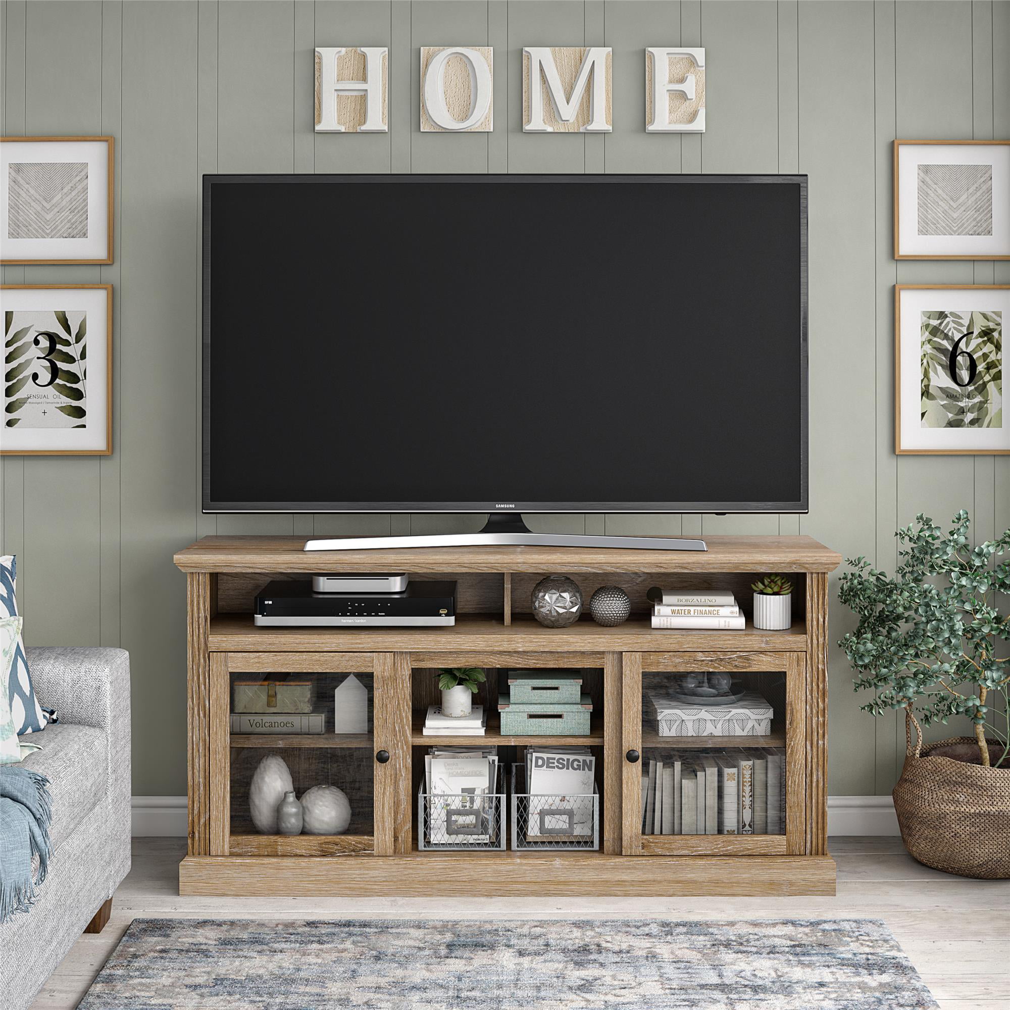 Ameriwood Home Chicago TV Stand for TVs up to 65″. Natural