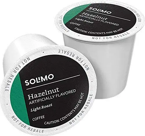 Solimo Light Roast Coffee Pods. Hazelnut Flavored. Compatible with Keurig 2.0 K-Cup Brewers 100 Ct.
