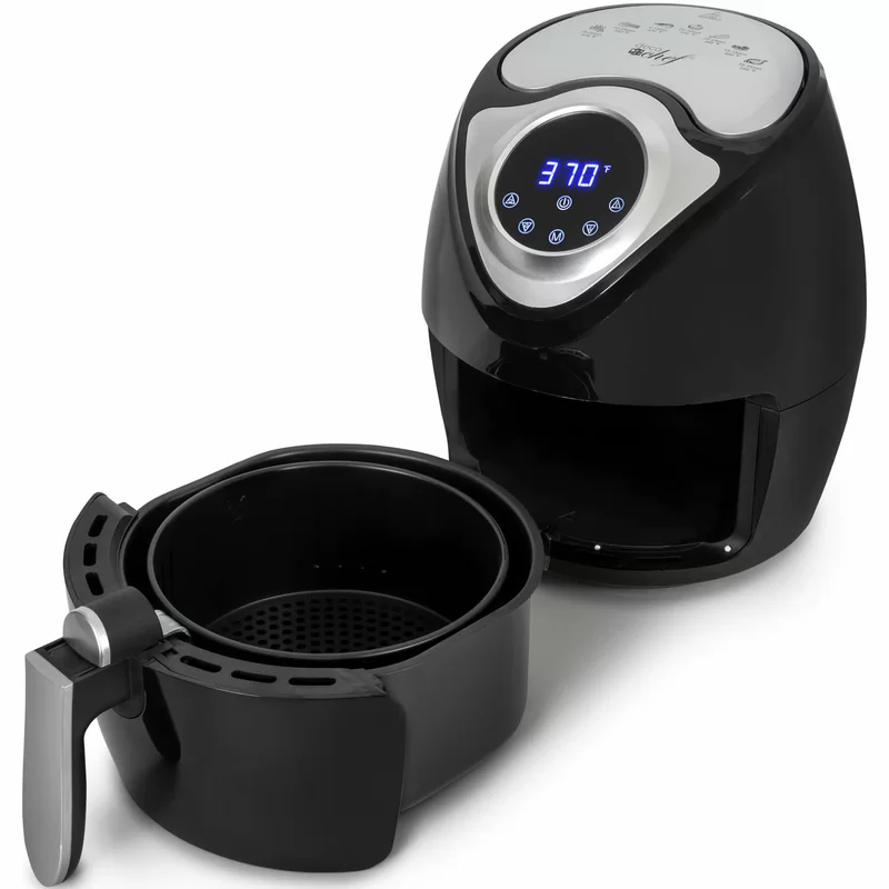 Deco Chef DCDAIRFR XL 14.5 Cup 3.7 QT Digital Air Fryer Cooker With 7 Smart Programs. LED Touch Screen. Oil-Less Non-Stick Coated Basket. Timer Counter Top. Healthy Kitchen Safe Frying Station with Cook Book