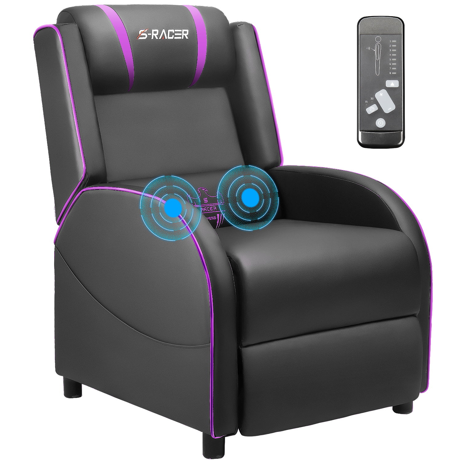 Homall Massage Gaming Recliner Chair Video Game Chair Racing Sofa Chair PU Leather Living Room Sofa Single Home Theater Seating. Purple