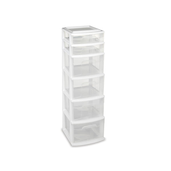 Homz 6-Drawer Medium Tower. White. Set of 1