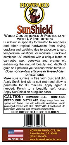 Howard SunShield Outdoor Furniture Wax with UV Protection. 16-Oz. Yellow