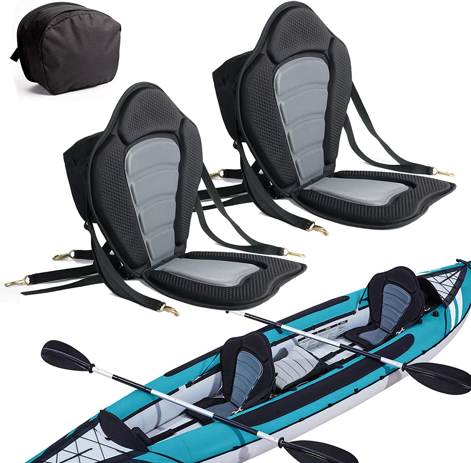 2 Pack of Kayak Seat Deluxe Padded Canoe Backrest Seat Sit On Top Cushioned Back Support SUP Paddle Board Seats