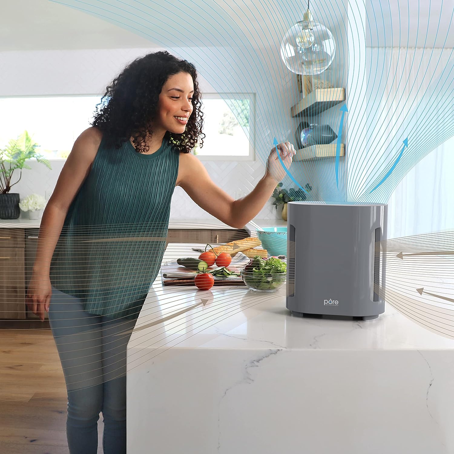 Pure Enrichment® PureZone™ Air Purifier for Medium-Large Rooms (300 sq ft). UV-C Light. 3 Stage Filtration. H13 HEPA Filter Helps Remove up to 99.97% of Bacteria. Allergens. Germs. Smoke. Dust (Gray)