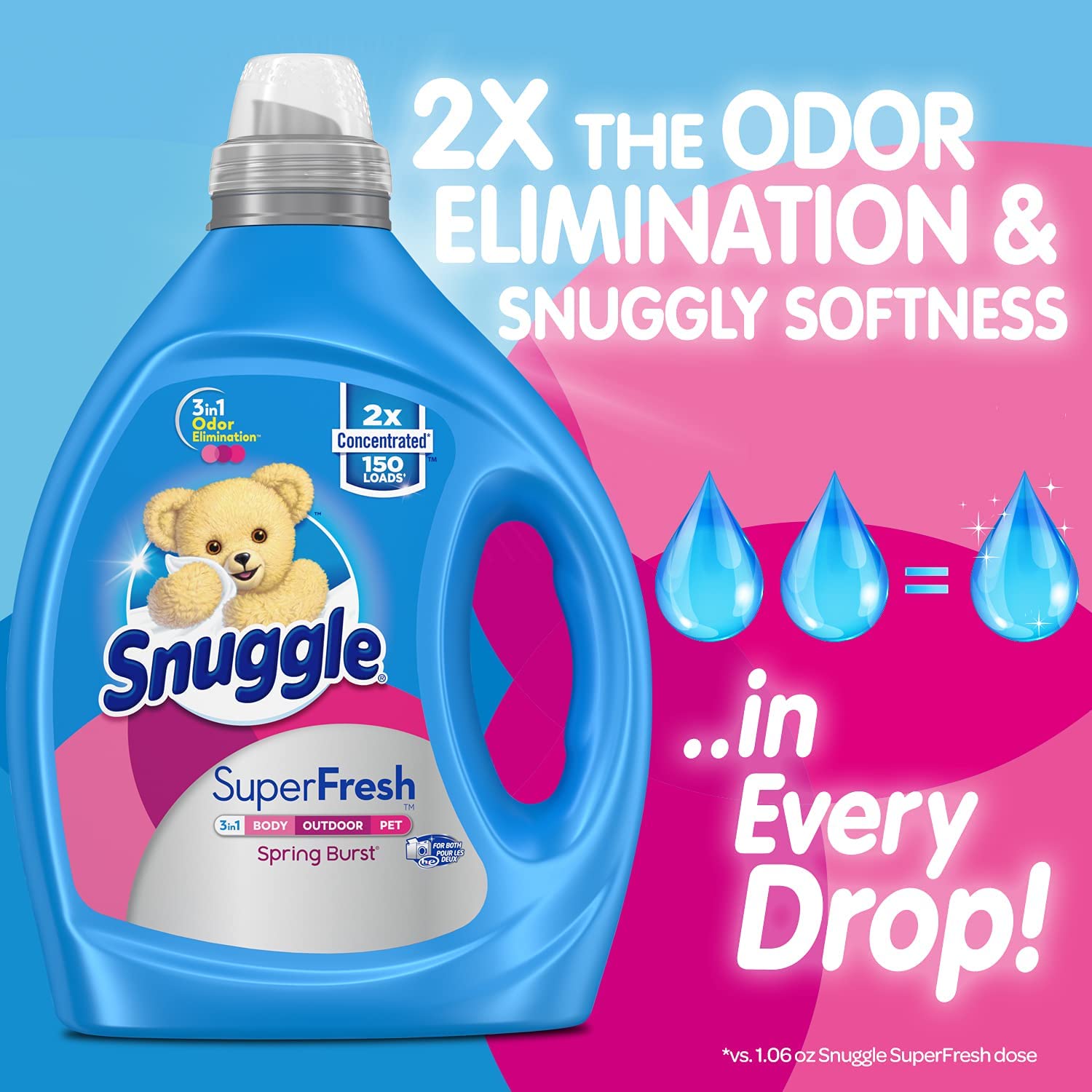 Snuggle Liquid Fabric Softener. SuperFresh Spring Burst. 150 Loads