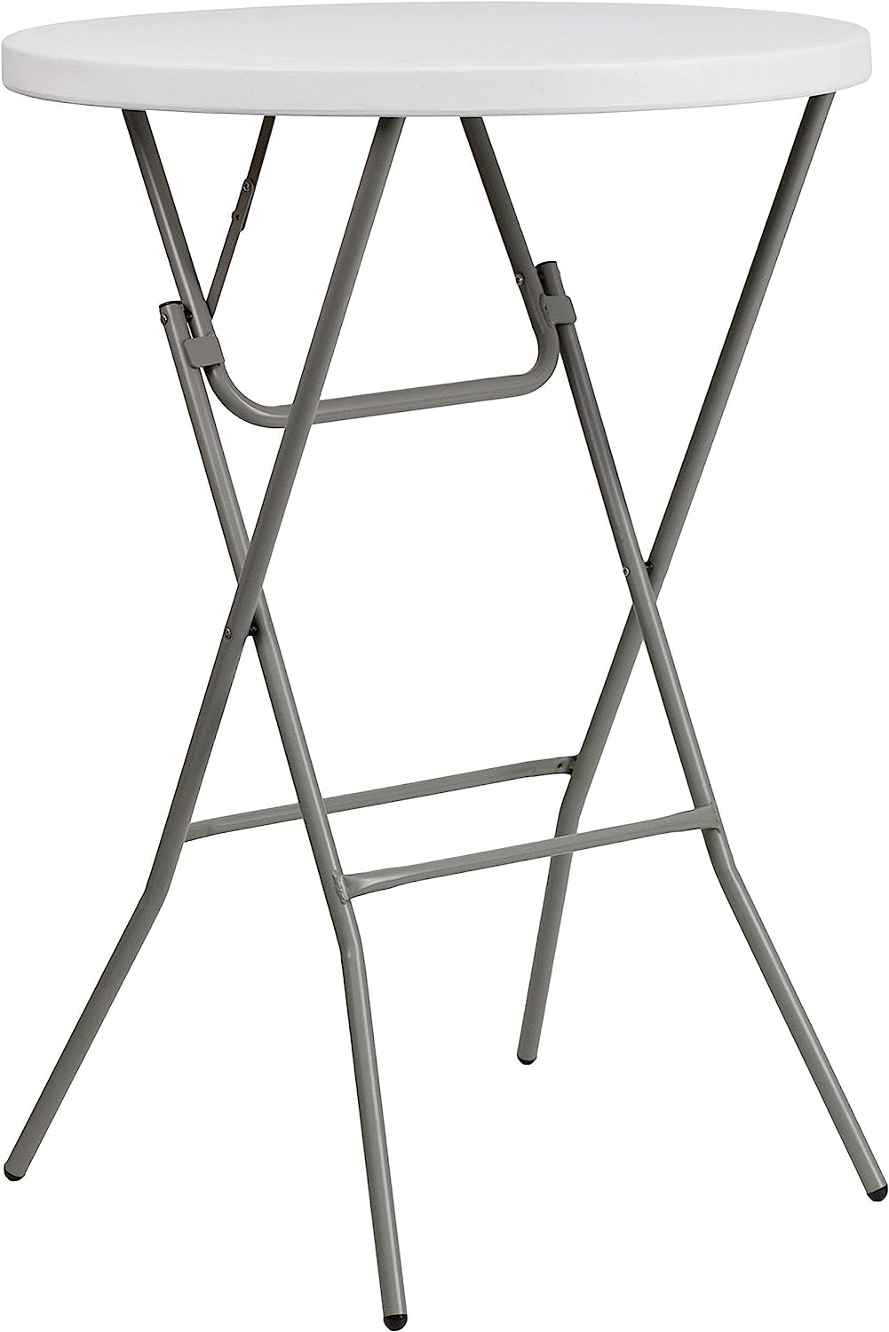 Flash Furniture Elon 2.6-Foot Round Granite White Plastic Bar Height Folding Table