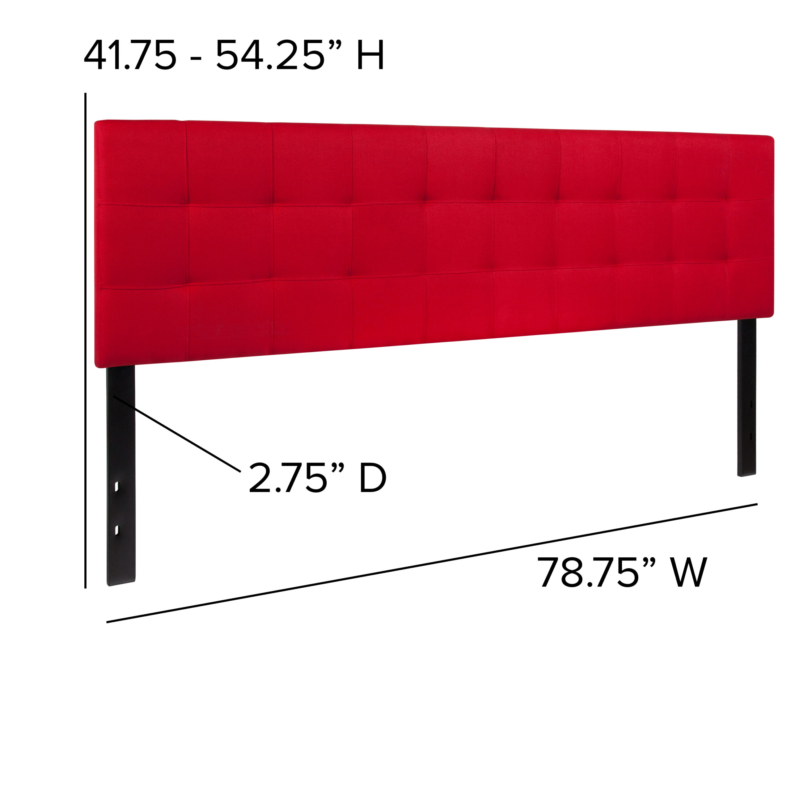 Flash Furniture Bedford Tufted Upholstered King Size Headboard in Red Fabric