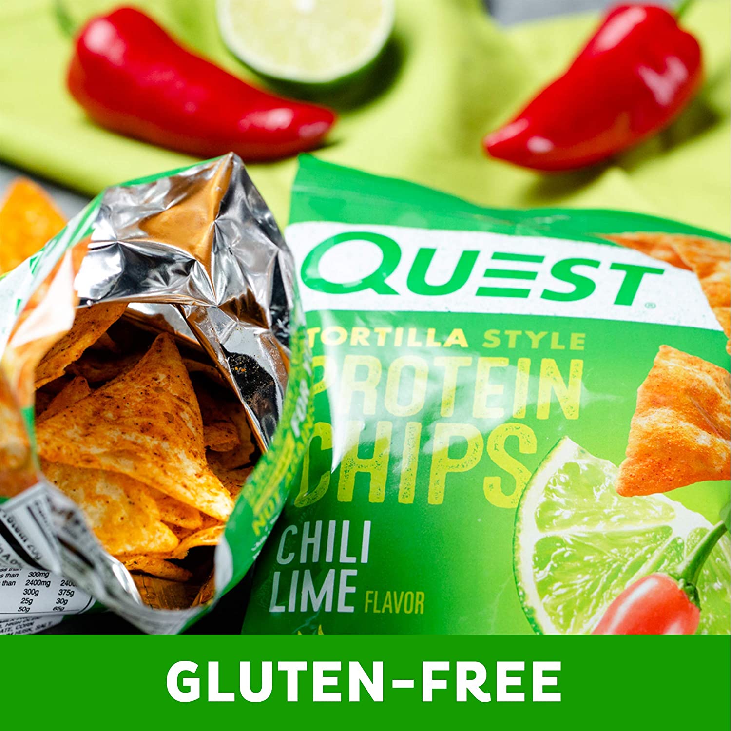 Quest Nutrition Tortilla Style Protein Chips. Chili Lime. Baked. 1.1 Oz. 12 Count