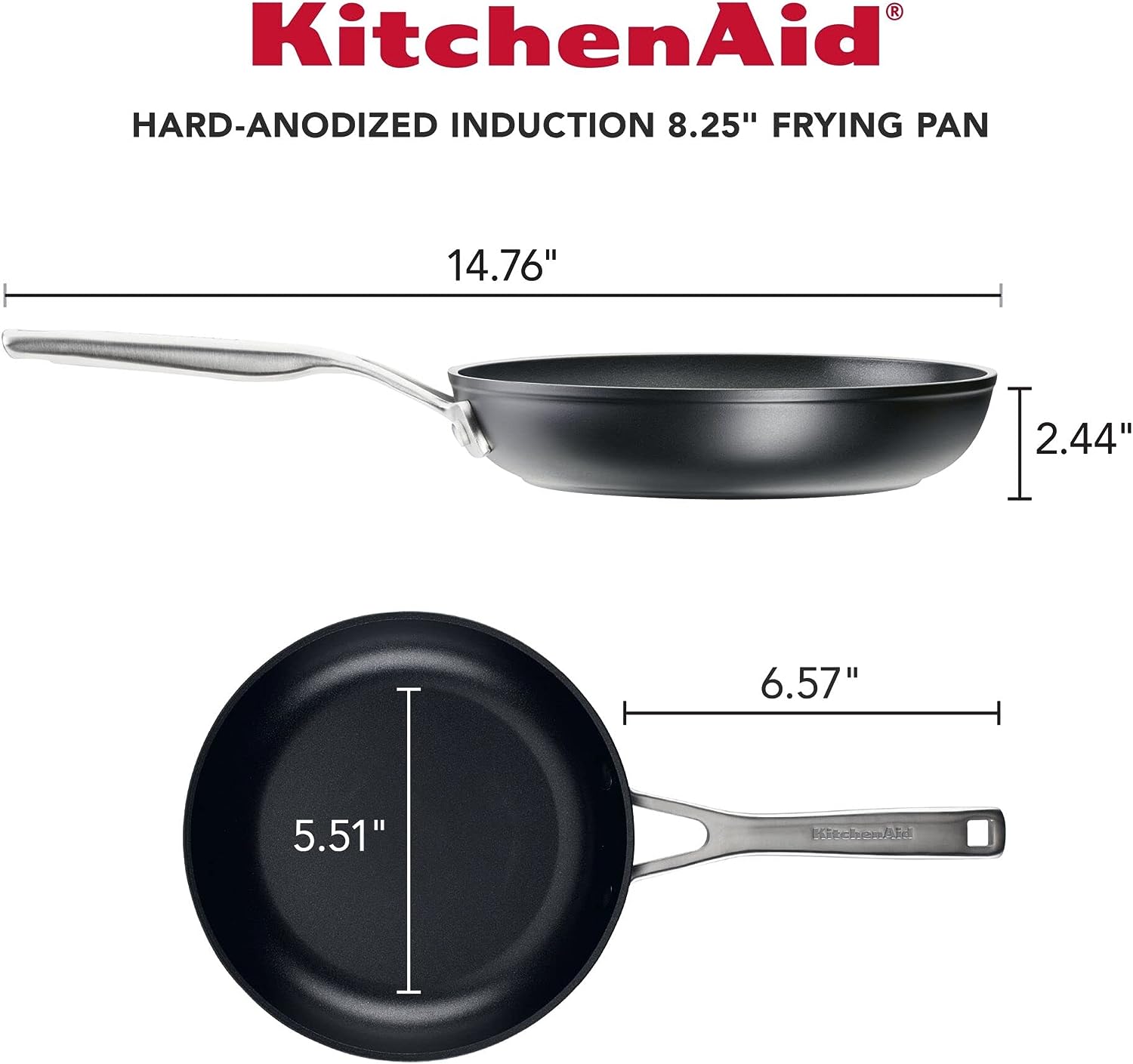 KitchenAid Hard Anodized Induction Nonstick Frying Pans/Skillet Set. 3 Piece - Matte Black