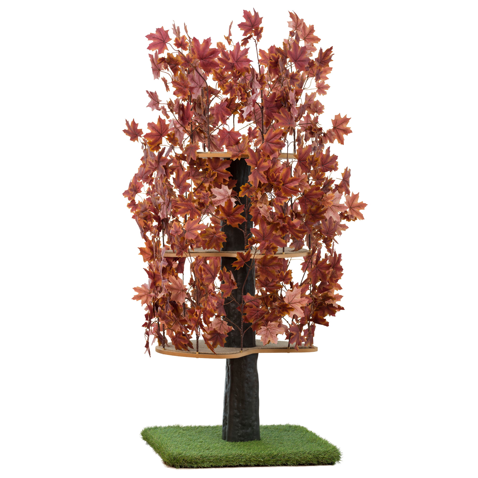 On2Pets Cat Tree with Leaves. Cat House & Cat Activity Tree. Multi-Level Cat Condo for Indoor Cats. Square Base. Deep Plum