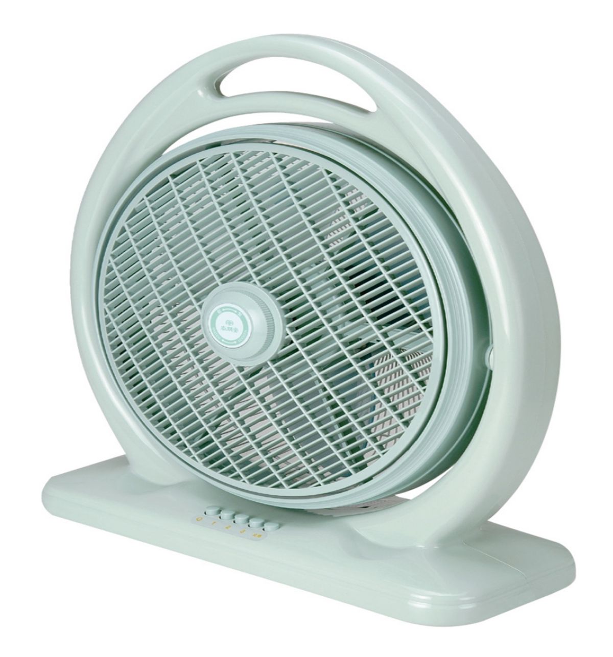 Sunpentown Heavy Duty 3-Speed Quiet Portable 14″ Box Fan with Carry Handle. Light Olive Green