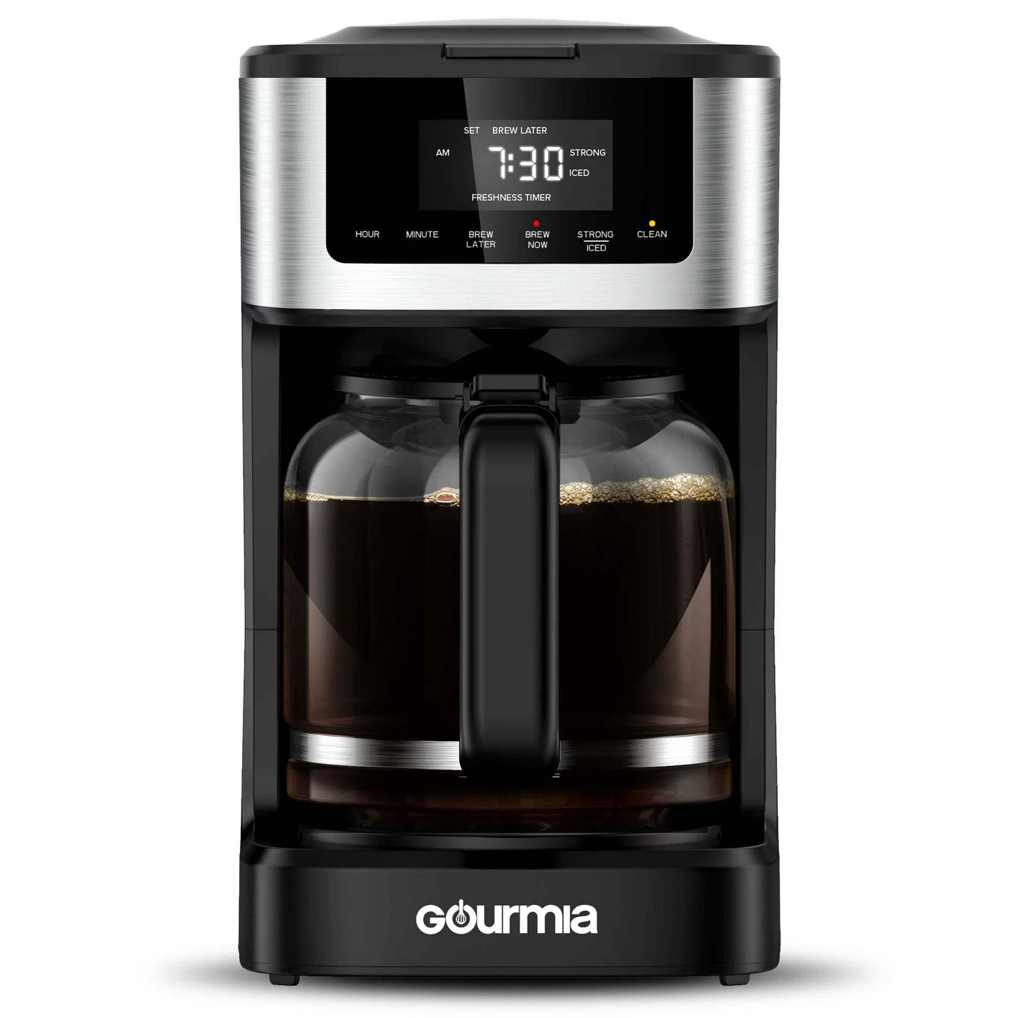 Gourmia Programmable 12-Cup Hot & Iced Coffee Maker. Stainless Steel