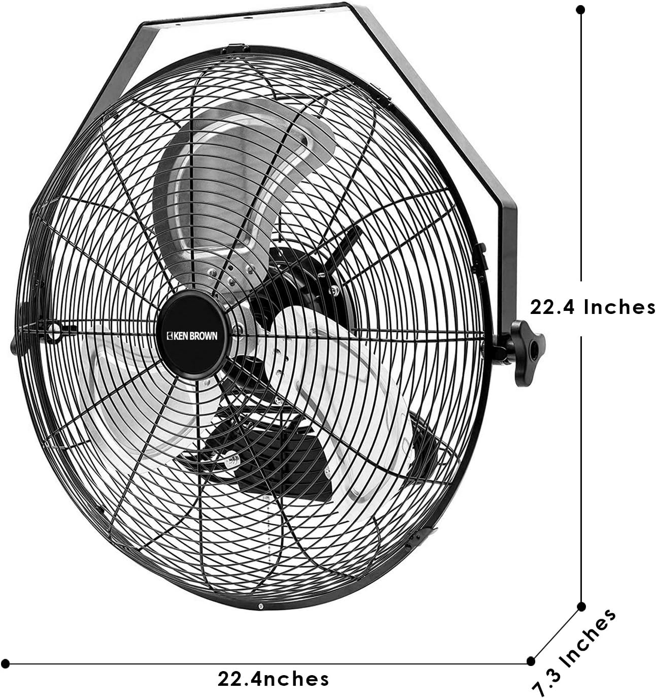 KEN BROWN 18 Inch High Velocity Industrial Wall Mounted Fan 4012CFM 3 Speed for Industrial. Commercial. Residential. and Shop Use - ETL Safety Listed