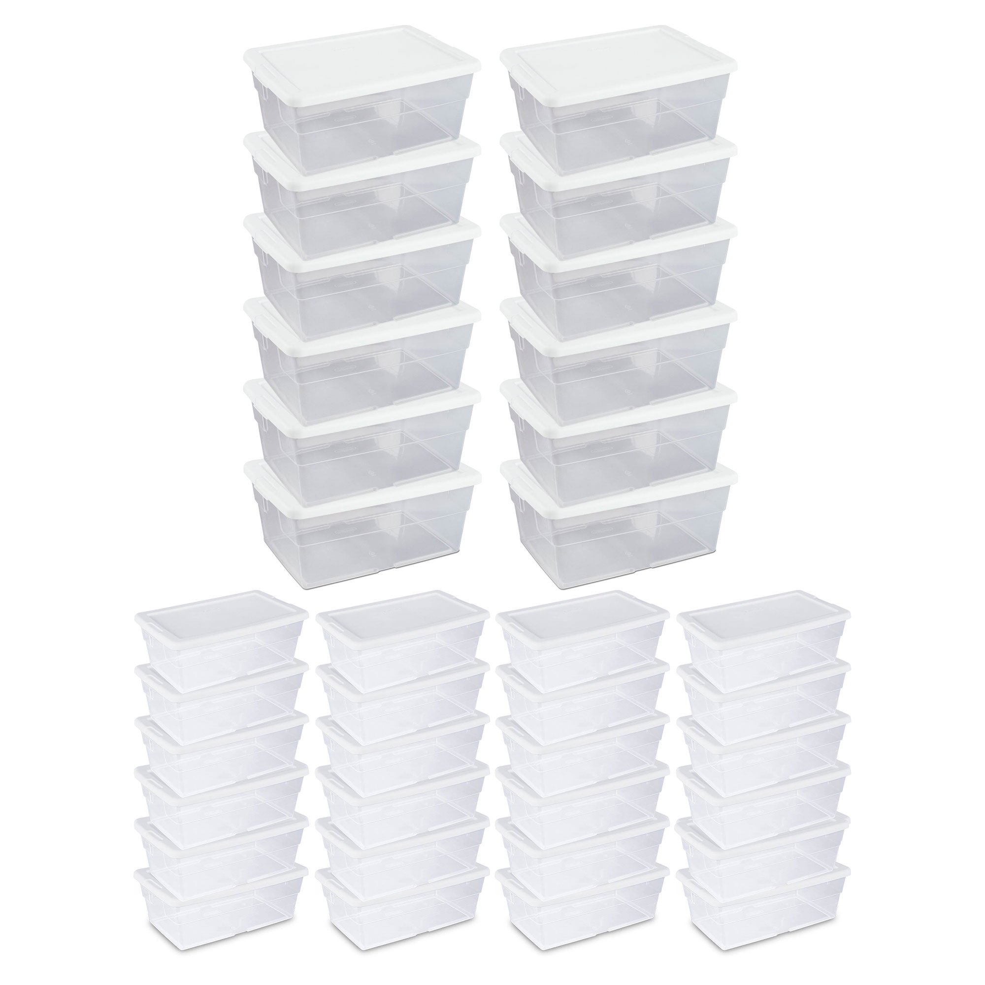 Sterilite 16 Quart Plastic Latching Storage Container (12 Pack) & 6 Quart Tote (24 Pack)
